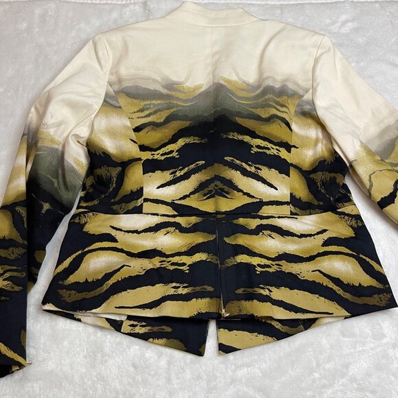 Chico's BLACK LABEL Ombre Animal Blazer Jacket Size 1 (US 8) Gold Black Tiger - Picture 5 of 10